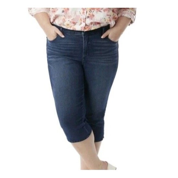 Gloria Vanderbilt Amanda Denim Capri Cropped Jeans 20W Stretch Swan Series New - Picture 10 of 13